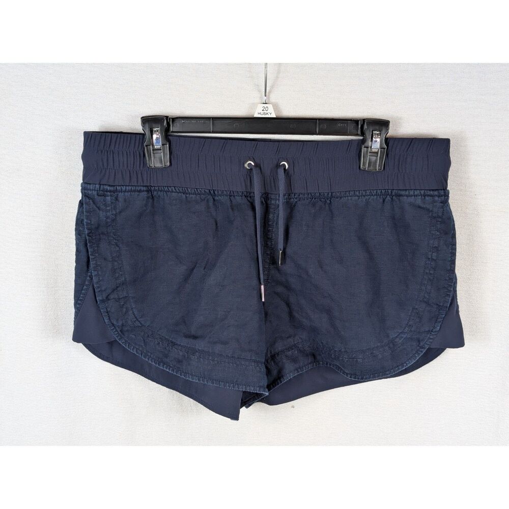 Athleta Cabo Beachside Linen Shorts Navy Blue Women's Size 12